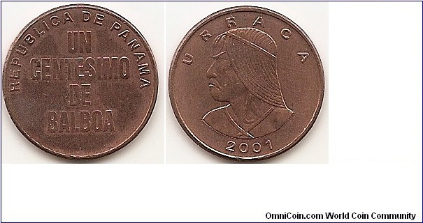 1 Centesimo
KM#125
2.50 g., Copper Plated Zinc, 19.05 mm. Obv: Written denomination with country name above Obv. Legend: REPUBLICA DE PANAMA Rev: Head of chief Urraca facing left with date below. Edge: Plain