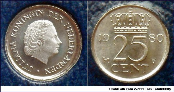 Netherlands 25 cents from 1980 mint set.