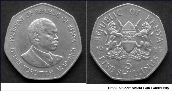 Kenya 5 shillings.
1985 (III)