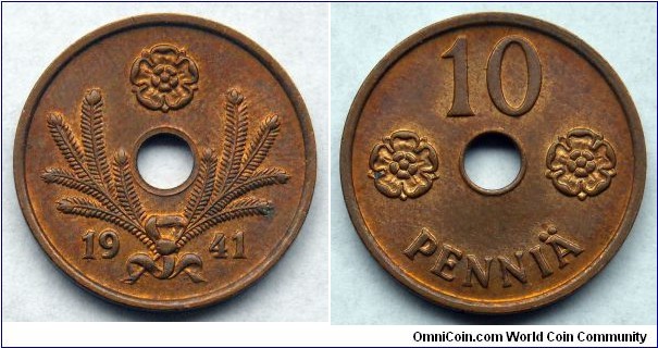 Finland 10 pennia.
1941
