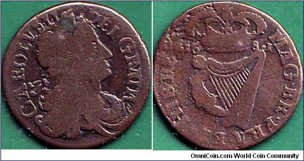 Ireland 1681 1/2 Penny.

King Charles II.
