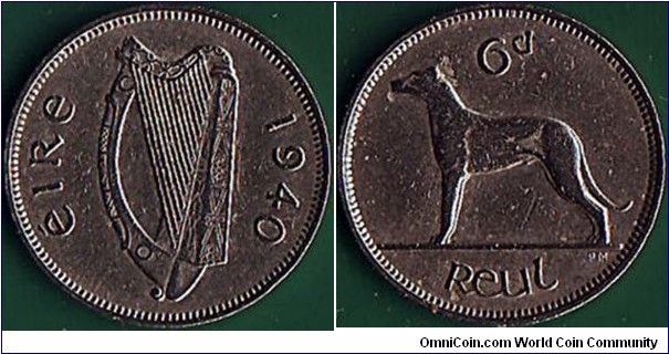 Ireland 1940 6 Pence.