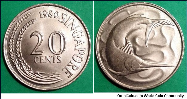 Singapore 20 cents.
1980