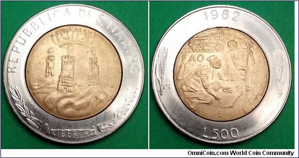 San Marino 500 lire.
1982, FAO (II)
