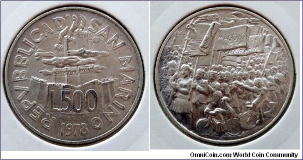 San Marino 500 lire.
1978, Serie Life and Work 