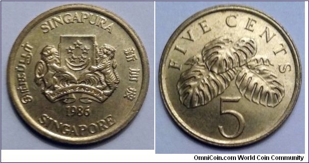 Singapore 5 cents.
1986