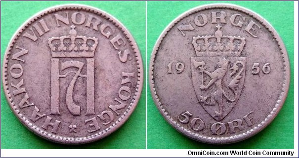 Norway 50 ore.
1956