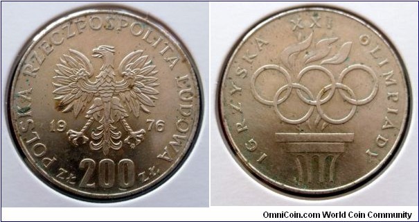 Poland 200 złotych.
1976, XXI Summer Olympics. Ag 625. III