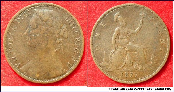 UK penny. 1877 Freeman 90.