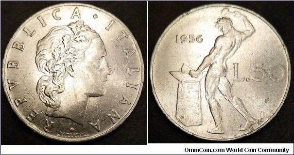 Italy 50 lire.
1956 (II)
