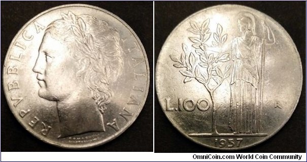 Italy 100 lire.
1957