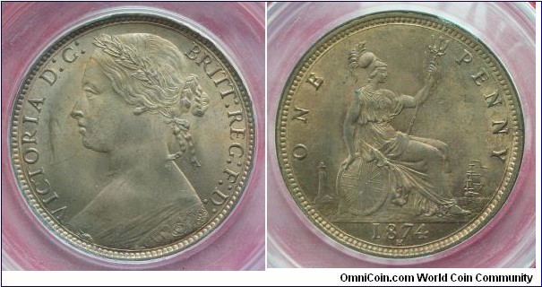 UK penny. 1874H. Freeman 73. CGS85. 