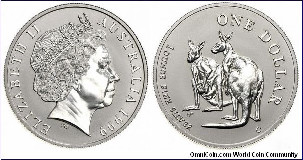 Australia 1 Dollar 1999. 1 Ounce Fine Silver. Weight: 32.25g.