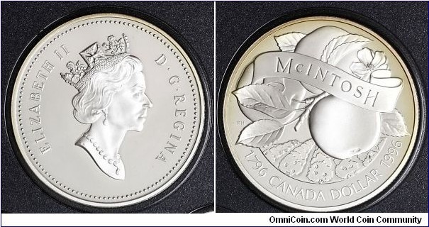 Canada 1 Dollar 1996 - 200th Anniversary of the McIntosh Apple. Silver 25,175g.