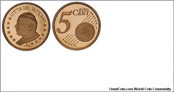 Vatican 5 Euro Cents - Pontificate of John Paul II