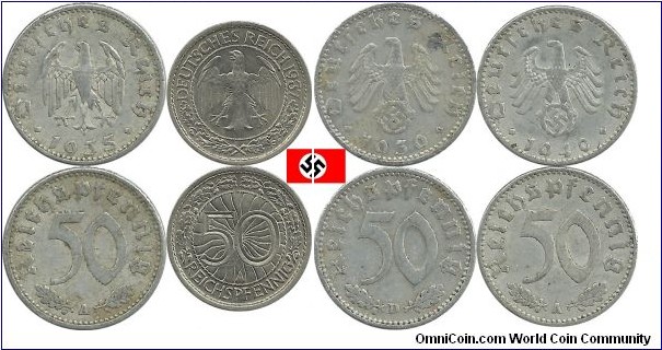 Germany-Nazi (50 Reichspfennig) Coins-1