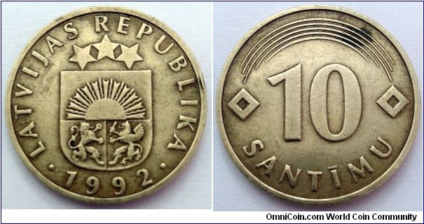 Latvia 10 santimu.
1992 (II)