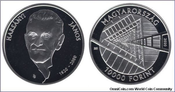 Hungary, 10000 forints, 2020, Ag, 38.61mm, 31.46g, 100th Anniversary of the Birth of János Harsányi, 1920-2020.