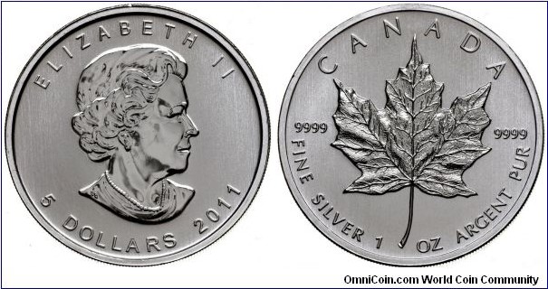 Canadian Silver Meaple Leaf - 5 Dollars 2011
