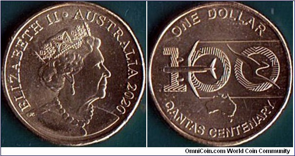Australia 2020 1 Dollar.

Centenary of QANTAS.