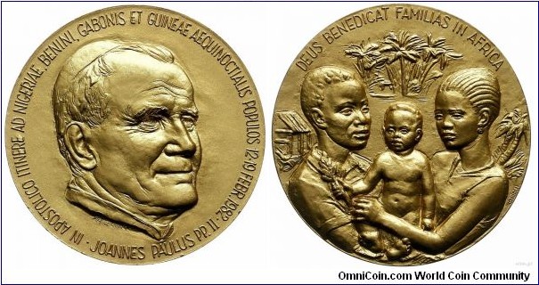 Medal commemorating Papal Visit to Nigeria, Benin, Gabon and Equatorial Guinea.