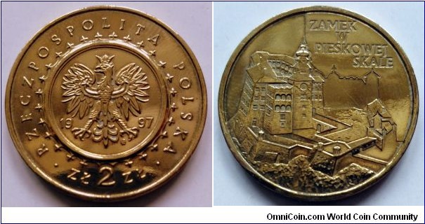 Poland 2 złote.
1997, Castle in Pieskowa Skała. Nordic gold. Weight; 8,15g. Diameter; 27mm.
Mintage: 315.000 pcs.