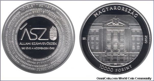 Hungary, 10000 forint, 2020, Ag, 38.61mm, 31.46g, State Audit Office, Guard of Public Funds for 150 years.
