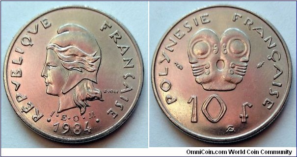 French Polynesia 10 francs. 1984 (I.E.O.M)