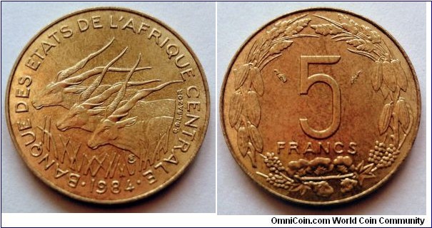 Central African States 5 francs. 1984