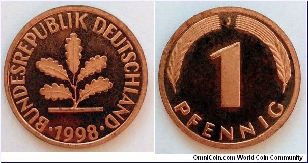 Germany 1 pfennig.
1998 J - Proof