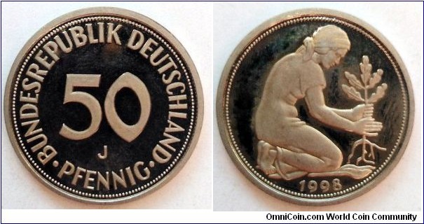 Germany 50 pfennig.
1998 J - Proof