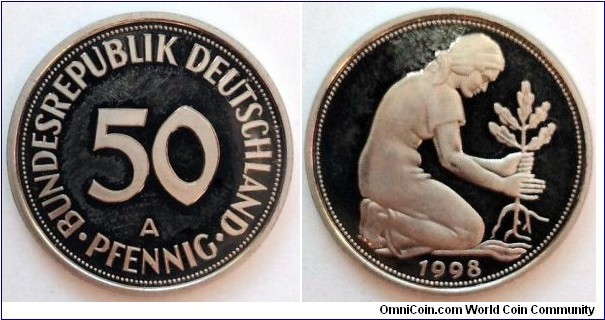 Germany 50 pfennig.
1998 A - Proof