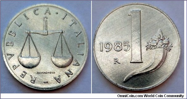 Italy 1 lira.
1985, Low mintage. Issued in sets only.