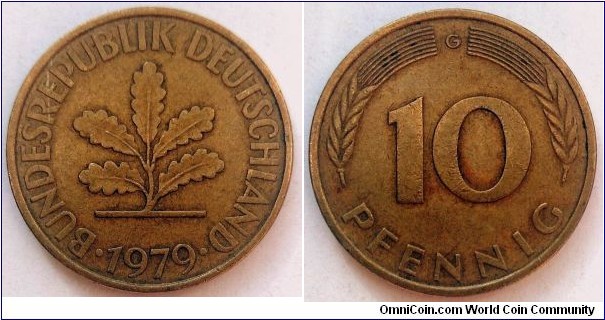 German Federal Republic (West Germany) 10 pfennig.
1979 G