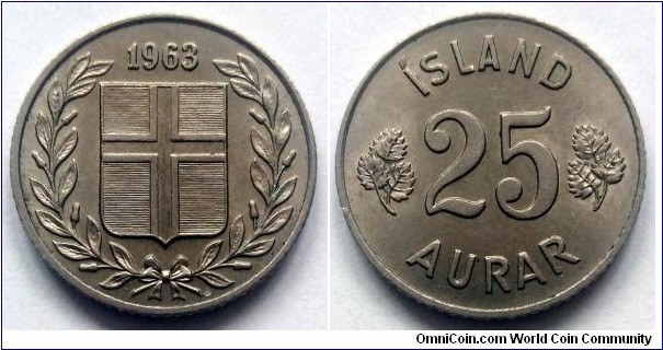 Iceland 25 aurar.
1963 (II)