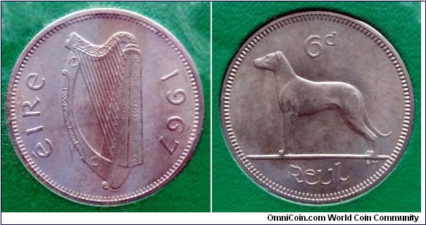Ireland 6 pence from 1967 year set.