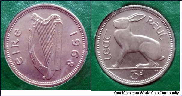 Ireland 3 pence from 1968 year set.