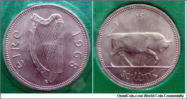 Ireland 1 shilling from 1968 year set.