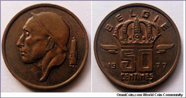 Belgium 50 centimes.
1977, Belgie