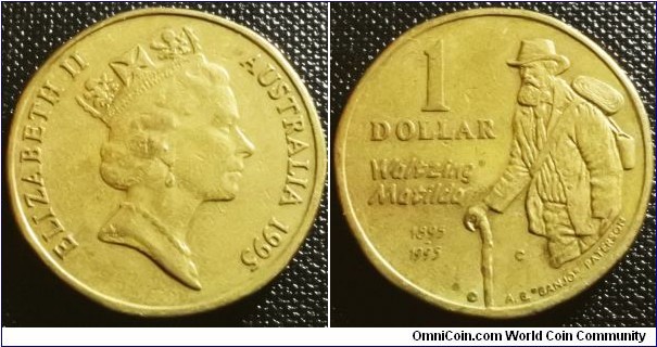 Australia 1995 1 dollar commemorating Waltzing Matilda. Mintmark C. NCLT. Pulled from circulation. 