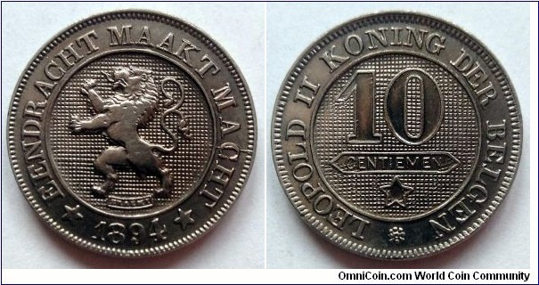 Belgium 10 centimes.
1894, Dutch text.