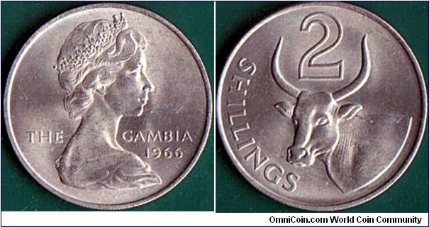 The Gambia 1966 2 Shillings.

A tough coin to find!