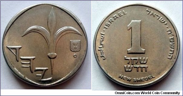 Israel 1 new sheqel.
2008 (5768)