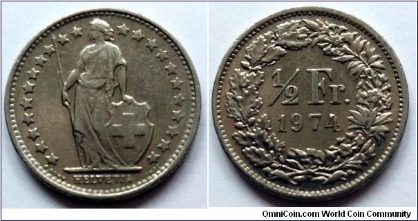Switzerland 1/2 franc. 1974