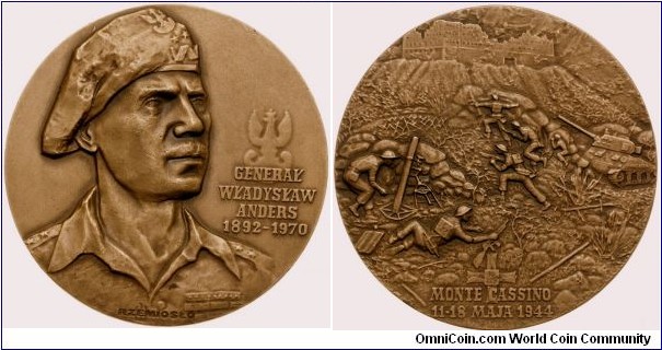 Polish medal - General Władysław Anders. Monte Cassino.