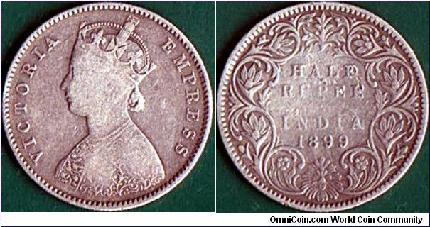 India 1899 1/2 Rupee.

Calcutta Mint.