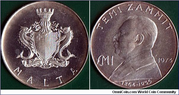 Malta 1973 1 Pound.

Sir Temi Zammit.