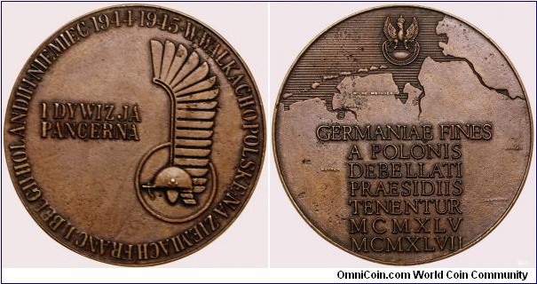 Polish medal - 1st Armoured Divison in the battles on the lands of France, Belgium, Netherlands and Germany.