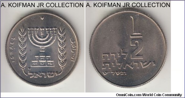 KM-36.2, 1979 Israel lira, Jerusalem mint; copper-nickel, reeded edge; special commemorative issue with the Star of David, mintage 31,590 in mint sets (Krause, Numista and Sheqel) and 18,410 single coins (Sheqel), lightly toned uncirculated.