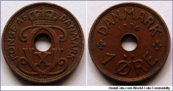 Denmark 1 ore. 1936